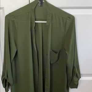 Green button up cardigan